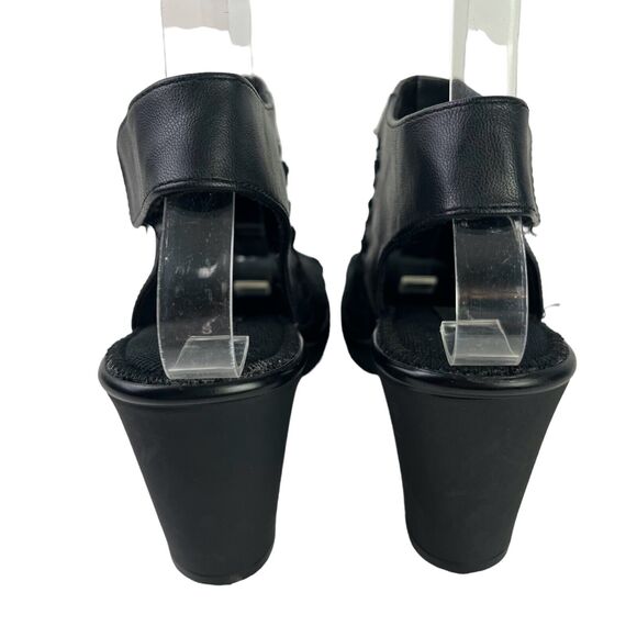 Steven Steve Madden Elmore Women's Woven Black Block High Heels Sandals Shoes 6 - Picture 6 of 16